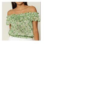 Lavender Brown Green Floral Top